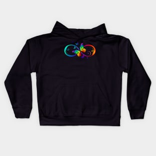 Infinity with rainbow butterfly Kids Hoodie